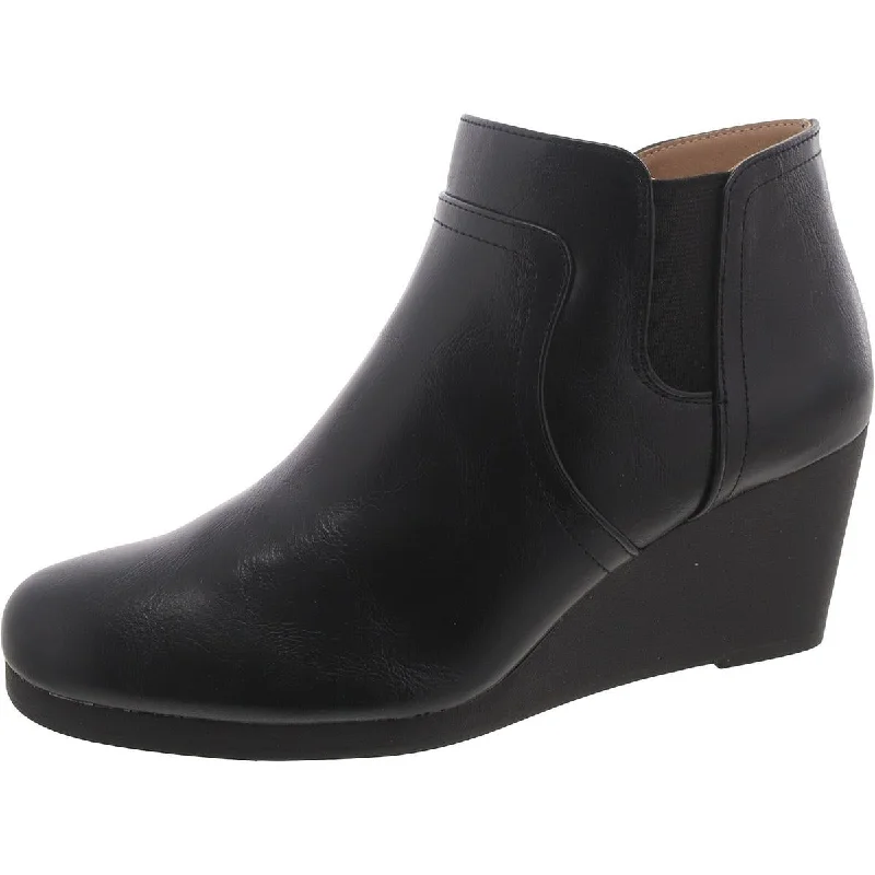 Stylish Looks Nayelle-N Womens Faux Leather Ankle Wedge Boots