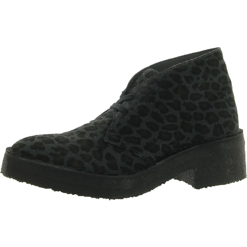 Fashion Forward Arisa Desert Womens Calf Hair Lace-Up Chukka Boots