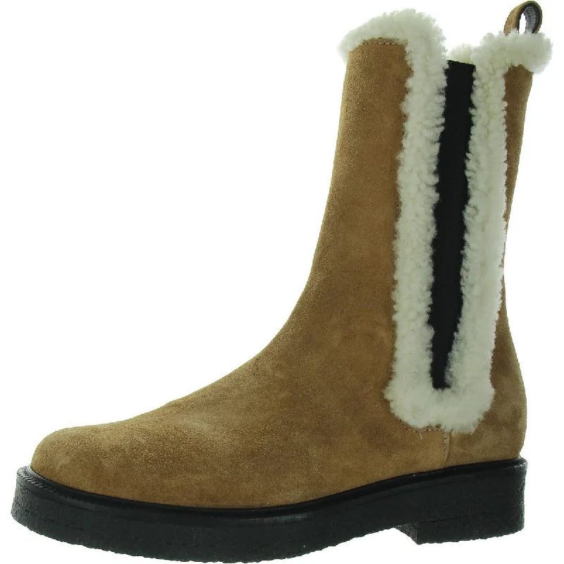 Flash Sales Today Womens Leather Lugged Sole Mid-Calf Boots