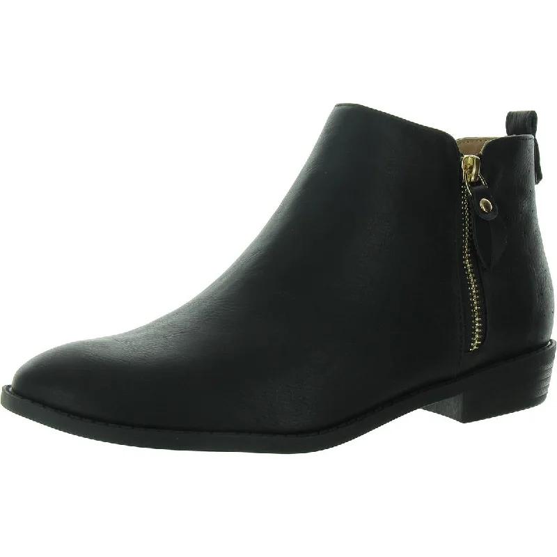 Fashion Essentials Womens Faux Leather Zip Up Ankle Boots