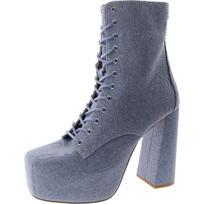 Seasonal Trends Confident Womens Lace-Up Platform Mid-Calf Boots
