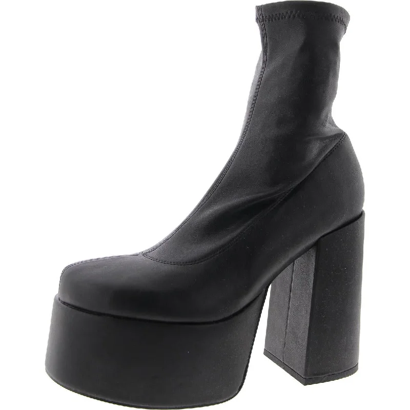 Big Savings Emerald Womens Faux Leather Platform Booties