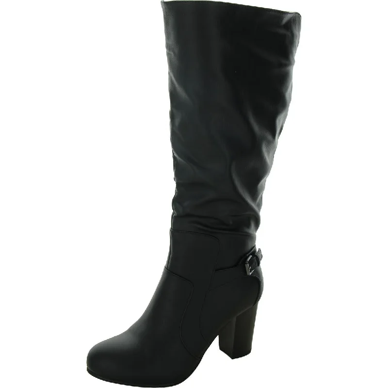 Flash Sales Today Womens Faux Leather Wide Calf Knee-High Boots