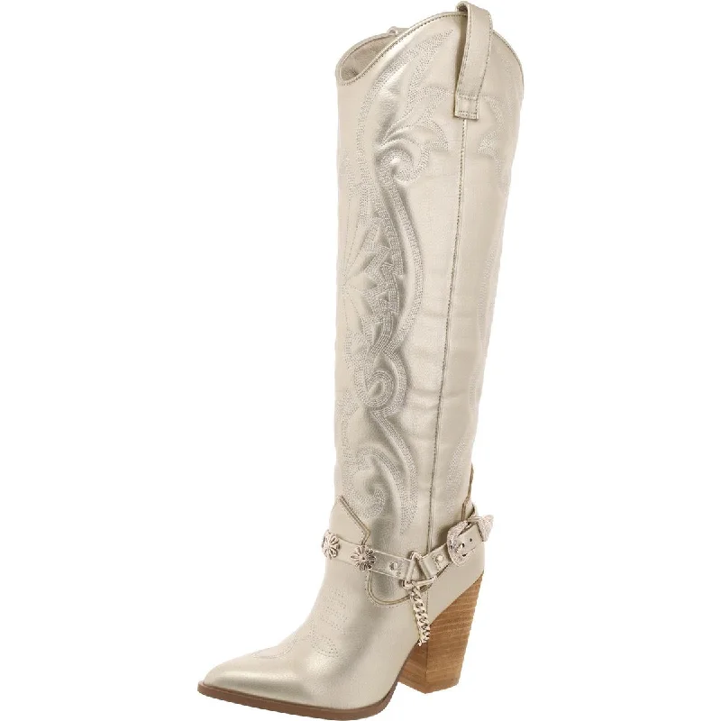 Trendy Outdoor Casual Shoes Lesley Womens Chain Buckle Cowboy, Western Boots