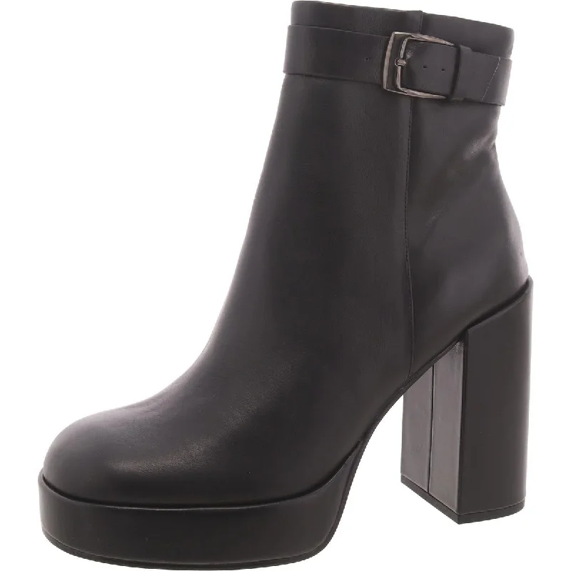 Luxury Streetwear Shoes Womens Leather Block Heel Ankle Boots