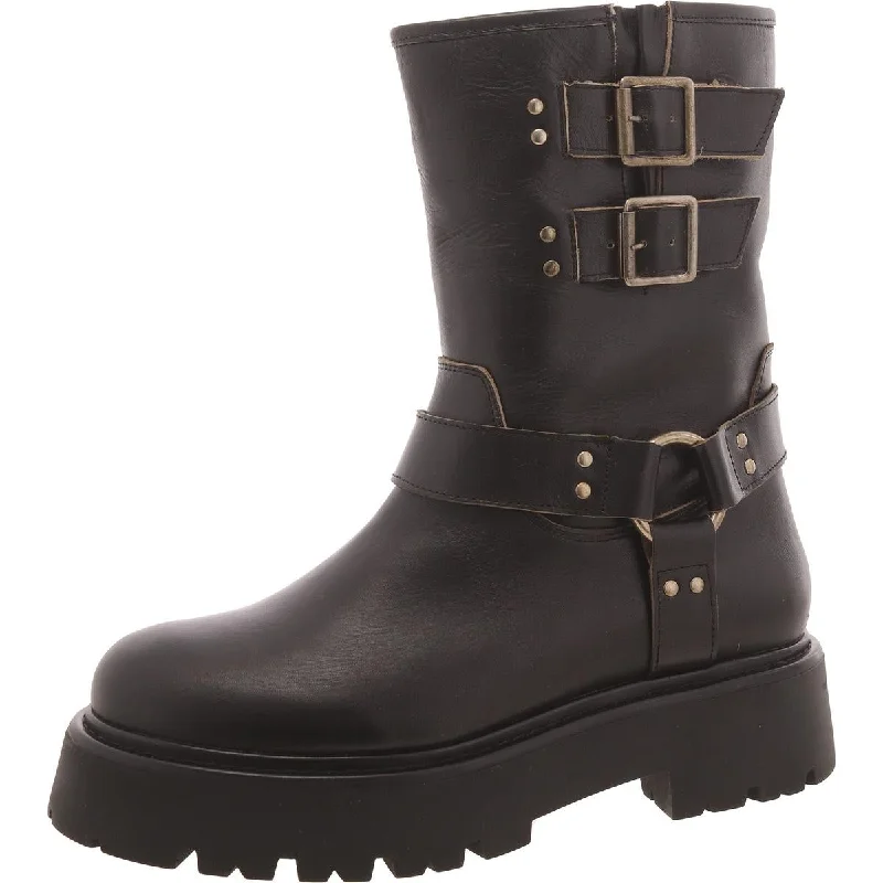Stylish All-Day Wear Shoes Reika Womens Leather Lugged Sole Mid-Calf Boots