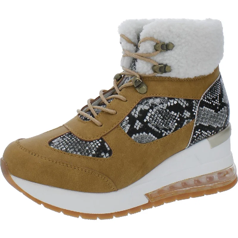 Sleek Versatile Footwear Cestfini Womens Snake Print Lace-Up Winter & Snow Boots
