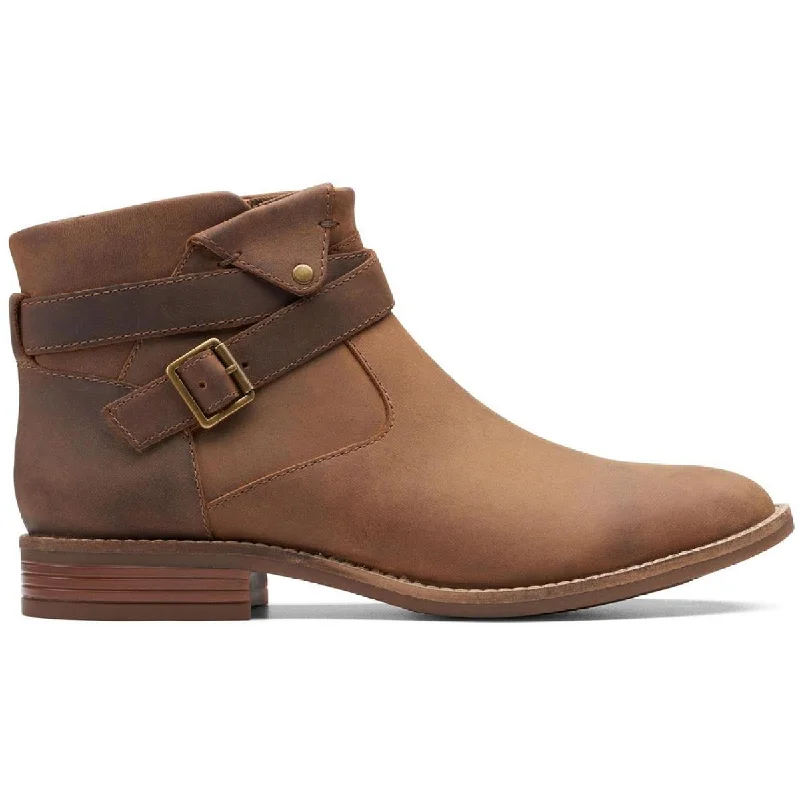Trendy Styles Clarks Womens Camzin Dime Leather Block Heel Ankle Boots