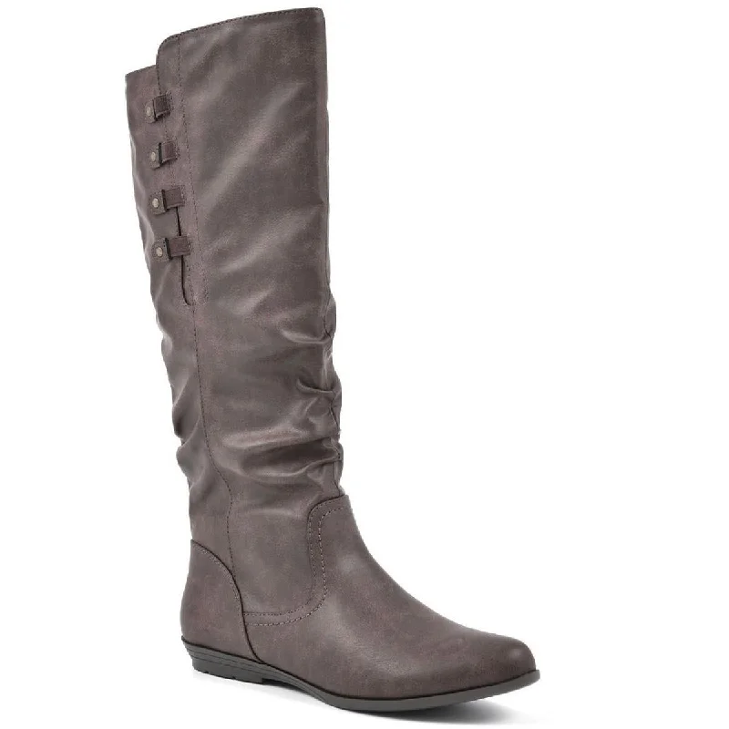 Latest Trends Cliffs by White Mountain Womens Francie Faux Leather Slouchy Knee-High Boots
