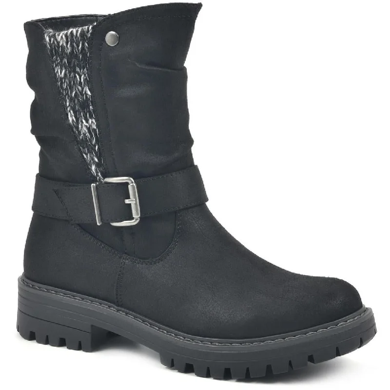 Fashion Essentials Cliffs by White Mountain Womens Mingle Gathered Lugged Sole Mid-Calf Boots