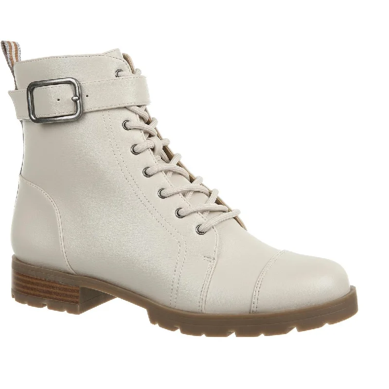 All-Day Comfort Shoes Sale LifeStride Womens Liverpool Faux Leather Zipper Combat & Lace-up Boots