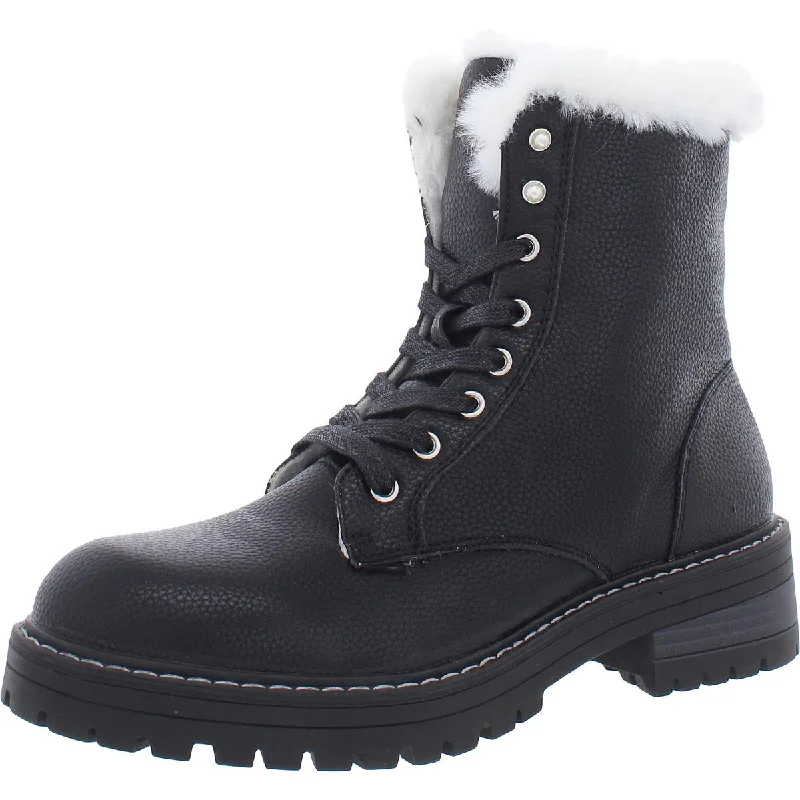 Premium Style Rampage Womens Kaedy3 Faux Leather Lug Sole Combat & Lace-up Boots
