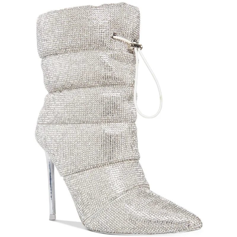 Huge Price Cut Steve Madden Womens Cloak-R Quilted Rhinestone Ankle Boots