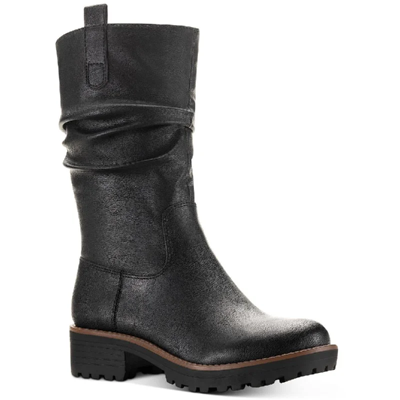 Explore What's New Sun + Stone Womens Nellieep Faux Leather Lug Sole Mid-Calf Boots