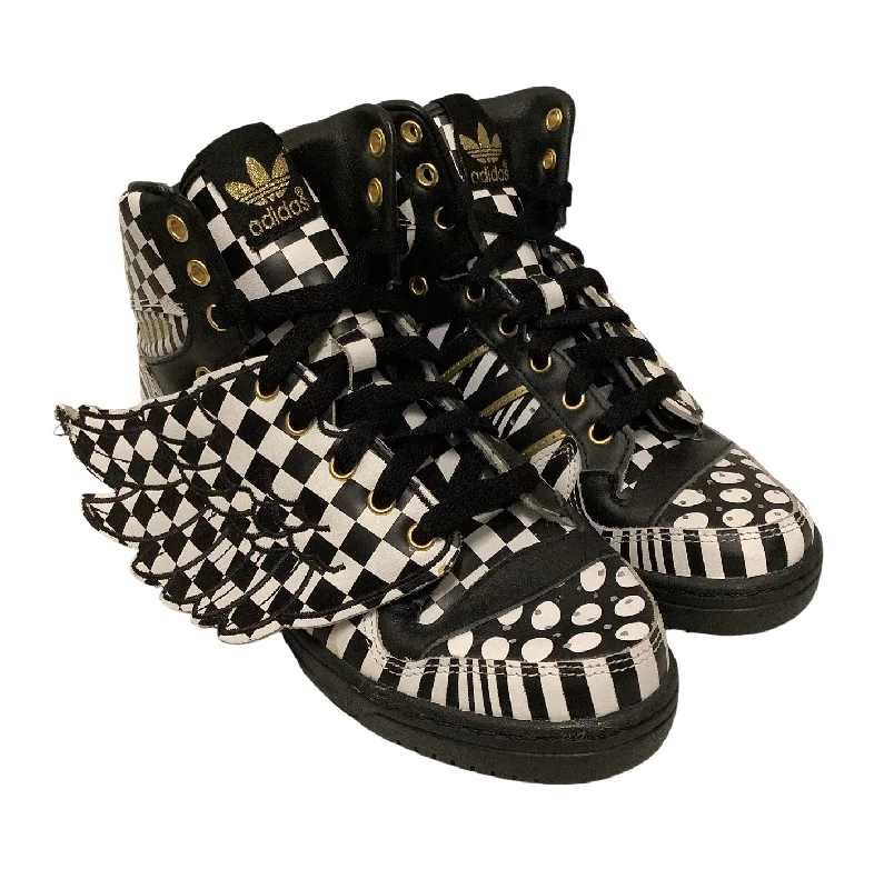 Valentine's Special adidas/JS WINGS/Hi-Sneakers/US 5.5/Plaid/Leather/BLK/G95768