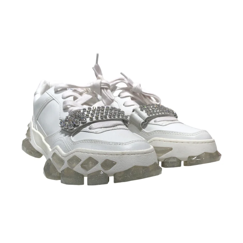 Stylish Statements JIMMY CHOO/Low-Sneakers/EU 39.5/Leather/WHT/CRYSTAL EMBELLISHED SNEAKERS