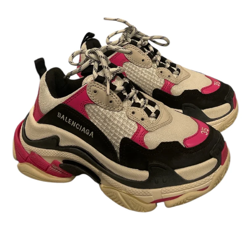 Ultra-Light Footwear Sale BALENCIAGA/Low-Sneakers/EU 35/Cotton/BLK/Triple S Pink/ Black