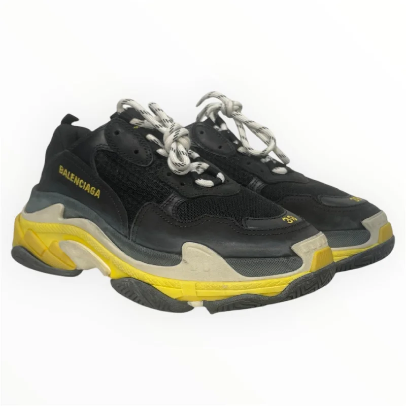 Limited Time Offers BALENCIAGA/Low-Sneakers/EU 39/Leather/BLK/Triple S Black Yellow