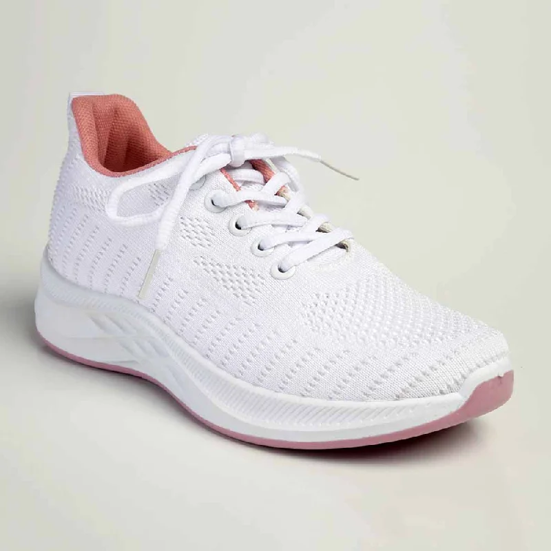 Comfortable Flat Feet Shoes Alessio Fly Knit Lace Up Sneaker  - White
