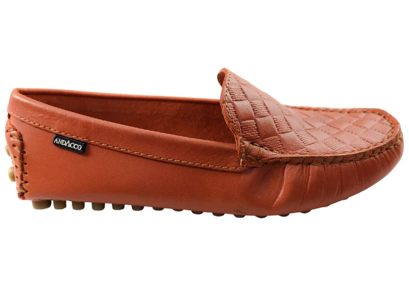 Women's Fashion Boots Andacco Sharon Womens Comfortable Flat Leather Loafers Shoes