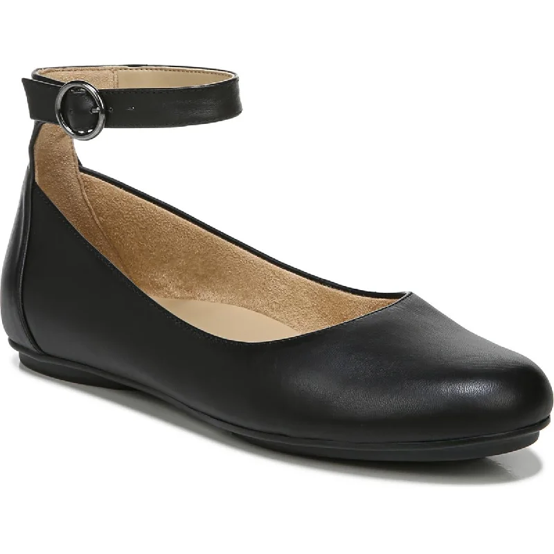 Premium Footwear Sale Maxwell Womens Leather Ankle Strap Ballet Flats
