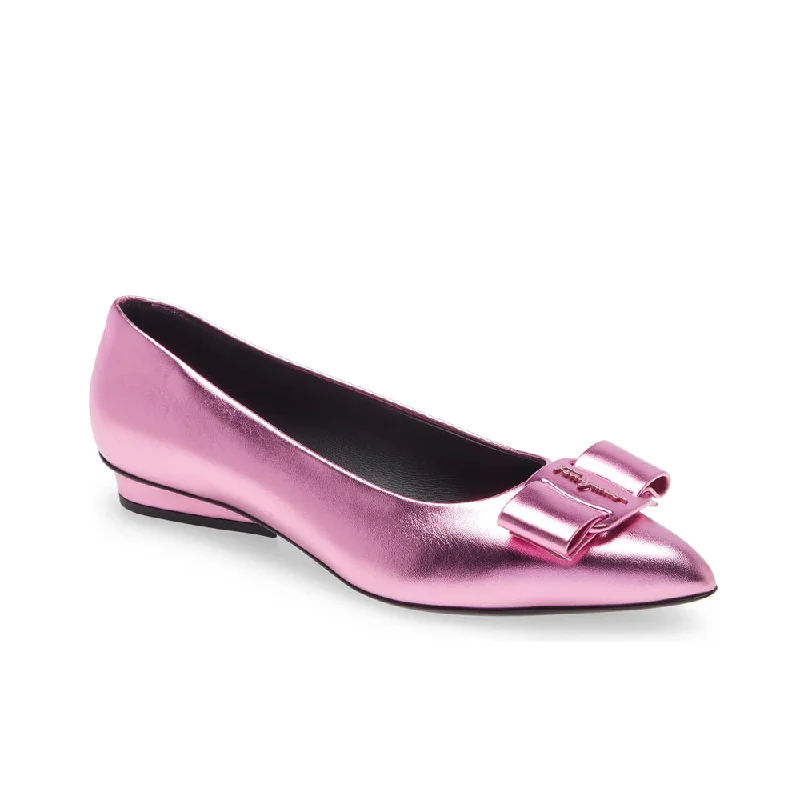 Non-Slip Shoes Sale Salvatore Ferragamo Women's Viva Bow Metallic Pointed Toe Leather Flat in Pink Non-Slip Shoes Sale Salvatore Ferragamo Women's Viva Bow Metallic Pointed Toe Leather Flat in Pink