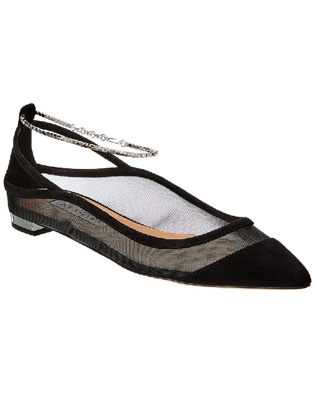 Flash Sales Aquazzura Secret Affair Suede-Trim Flat