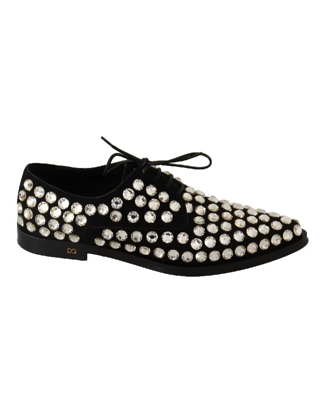 Statement Fashion Offers Dolce & Gabbana  Crystal Embellished Suede Loafers Black