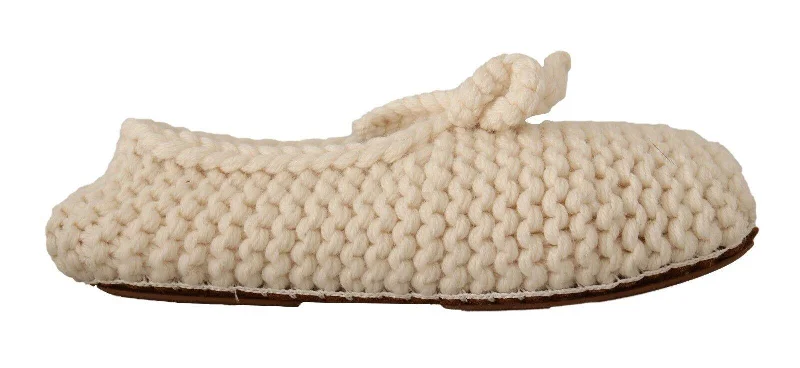 Adventure-Ready Footwear Sale Dolce & Gabbana  Women's Knitted Wool Slippers in Cream