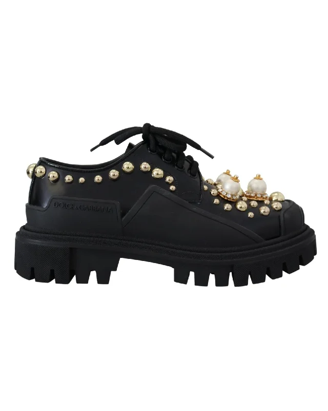 Functional Comfort Shoes Deals Dolce & Gabbana Embellished Leather Trekking Derby Shoes