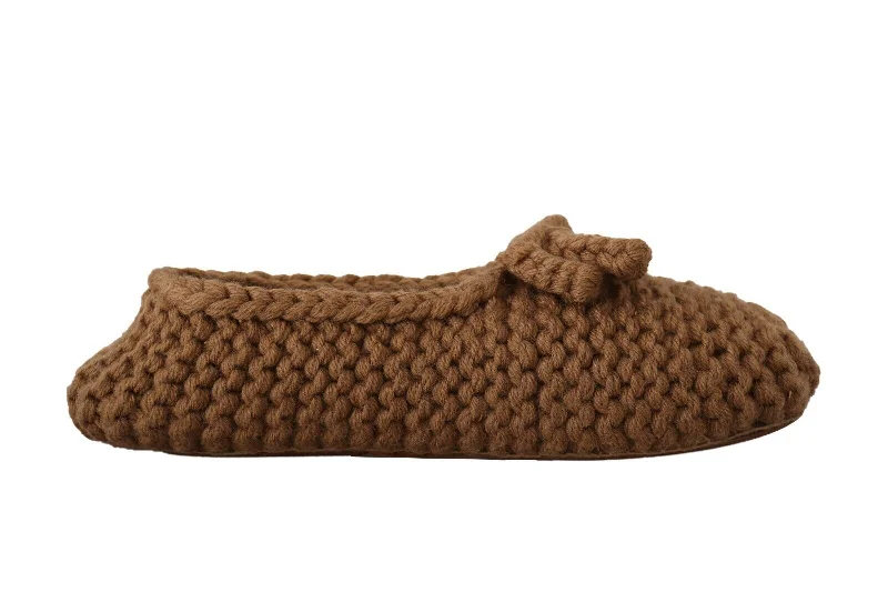 Elegant Women's Heels Dolce & Gabbana Elegant Wool Knit Ballerina Flats in Women's Brown