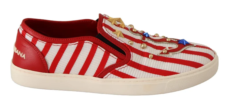 Limited-Time Shoe Deals Dolce & Gabbana Stripe Print Studded Women's Loafers