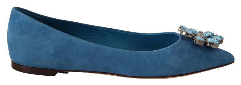 Trendy Flats Sale Dolce & Gabbana Elegant Crystal-Embellished Suede Women's Flats