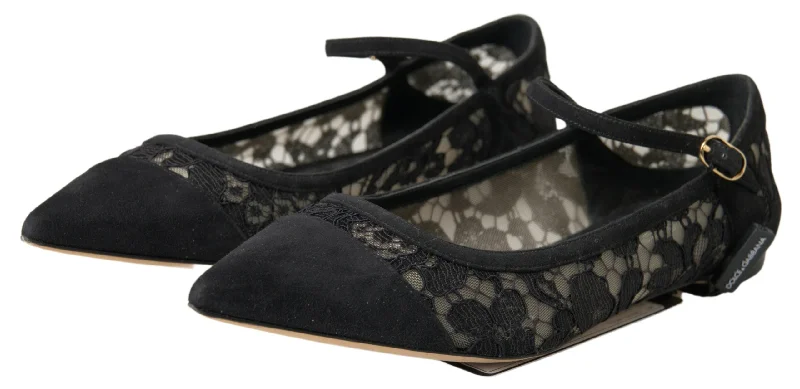 The Latest Fashion Trends Dolce & Gabbana Elegant Black Lace Women's Flats