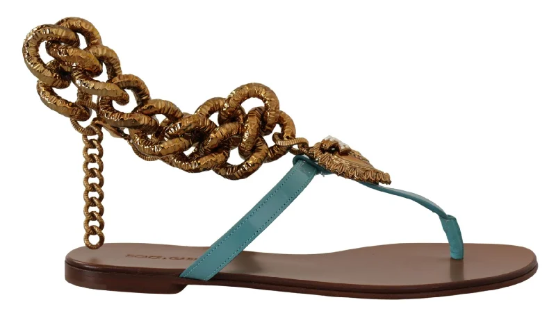 Limited Time Offer Dolce & Gabbana Chic Gladiator Flats with Heart Devotion Women's Detail
