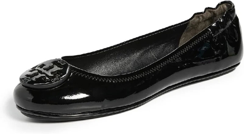 Casual Chic Footwear Offers Tory Burch Women's Minnie Travel Ballet Flats, Black Patent
