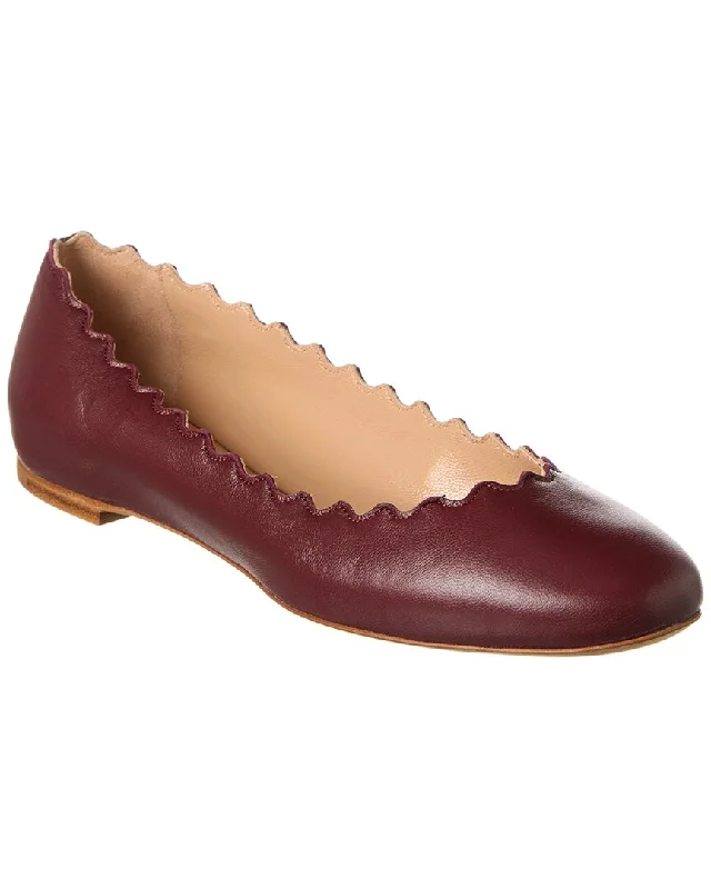 Luxury Boots Sale Chloé Lauren Scalloped Leather Ballerina Flat