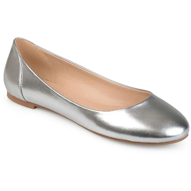 Luxury Streetwear Shoes Womens Metallic Round Toe Ballet Flats