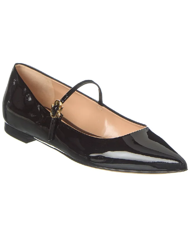 Latest Trends Gianvito Rossi Ribbon Jane Patent Ballerina Flat