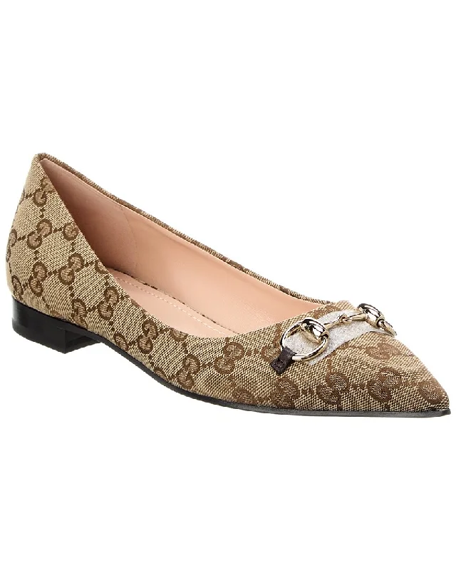 Comfortable Business Shoes Gucci Gg Canvas Ballet Flat
