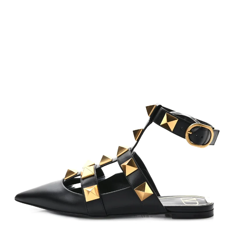 Style Revolution Valentino Garavani Roman Stud Calfskin Low Ballet Flat