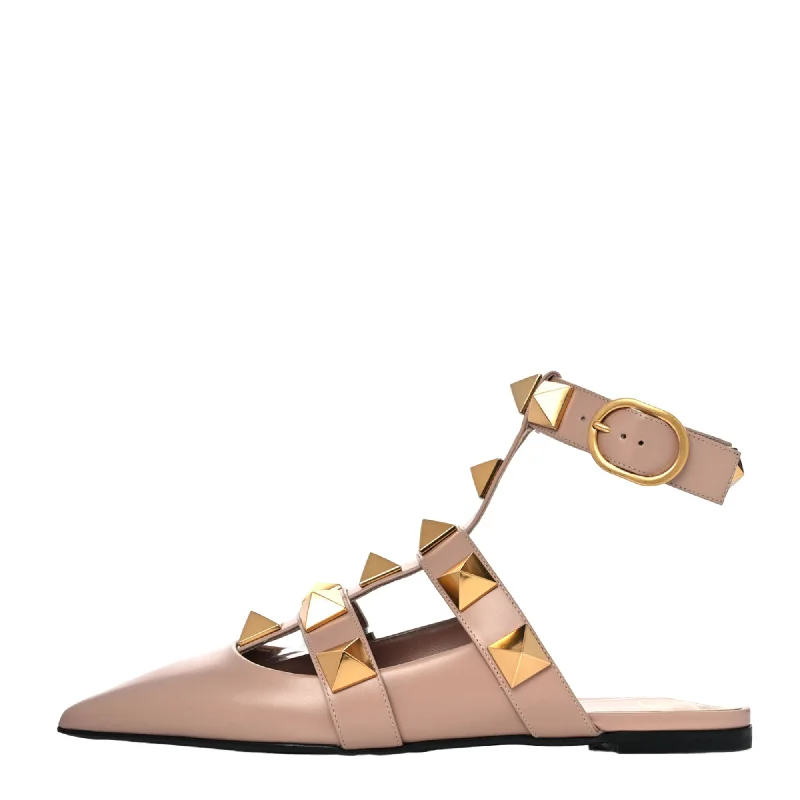 Unleash Your Trend Driven Style Valentino Garavani Roman Stud Calfskin Low Ballet Flat
