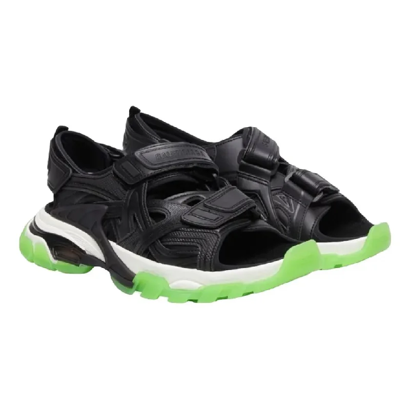 Chic & Cozy Collection Balenciaga Track Sandal 'Black, White and Green Sole'