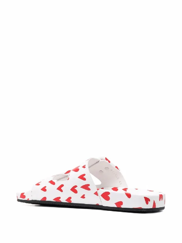 Seasonal Clearance Balenciaga Logo Print Mallorca Flat Sandals 'White Pink Hearts'