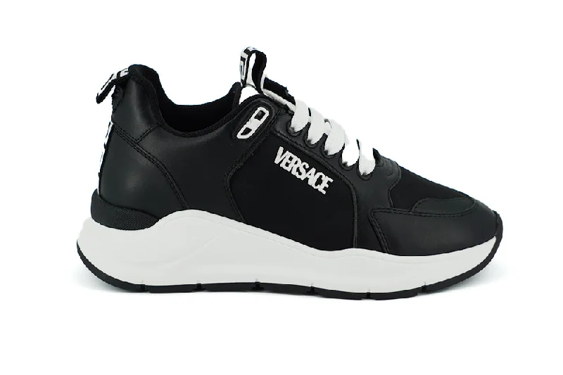 Comfortable Outdoor Shoes Versace Elegant Monochrome Leather Women's Sneakers