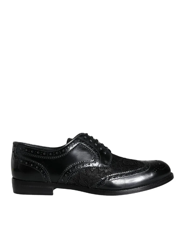 Affordable Shoe Fashion Dolce & Gabbana  Men's Brogue Oxford Lace-Up Leather Shoes Black