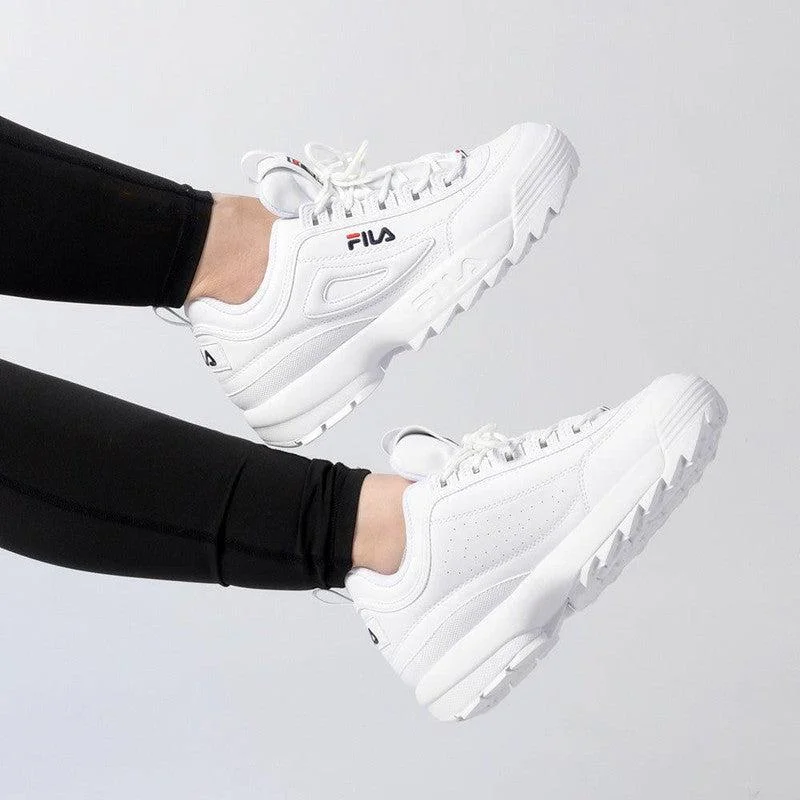 Street-Style Slip-Ons FILA Disruptor II Ladies Sneaker - White Fila/Navy Fila/Red Fila