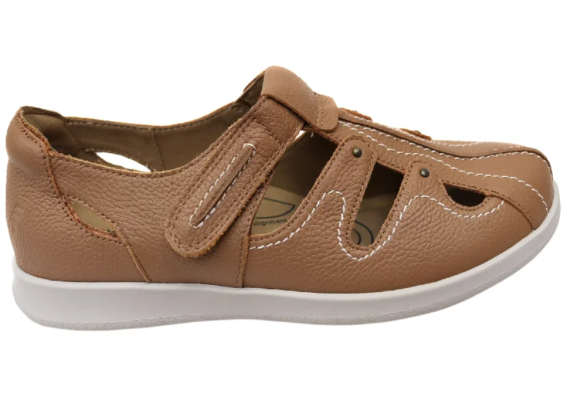 Weekend Exclusive Homyped Jamima Tan Womens Leather Wide Fit Comfortable Shoes