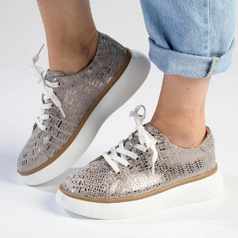 Fashionable Arch Support Shoes Promotion Julz Bayley Leather Platform Sneaker - Gold