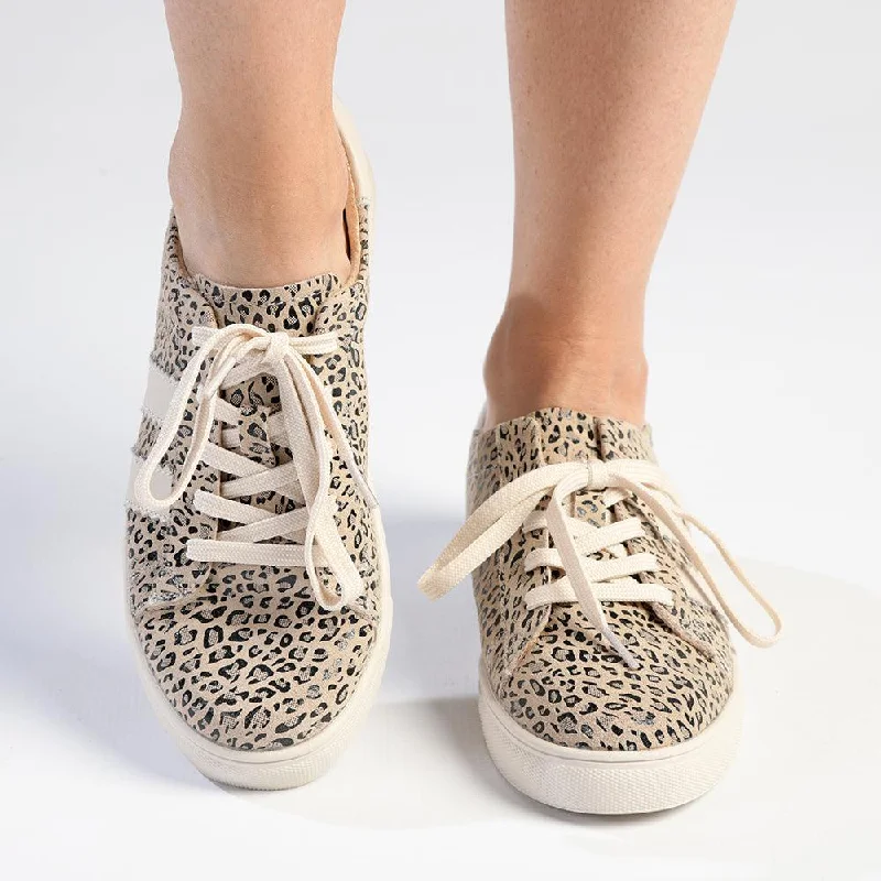 Luxury Formal Shoes Deals Julz Lyla Leather Sneaker With Leopard Print - Grey Leopard
